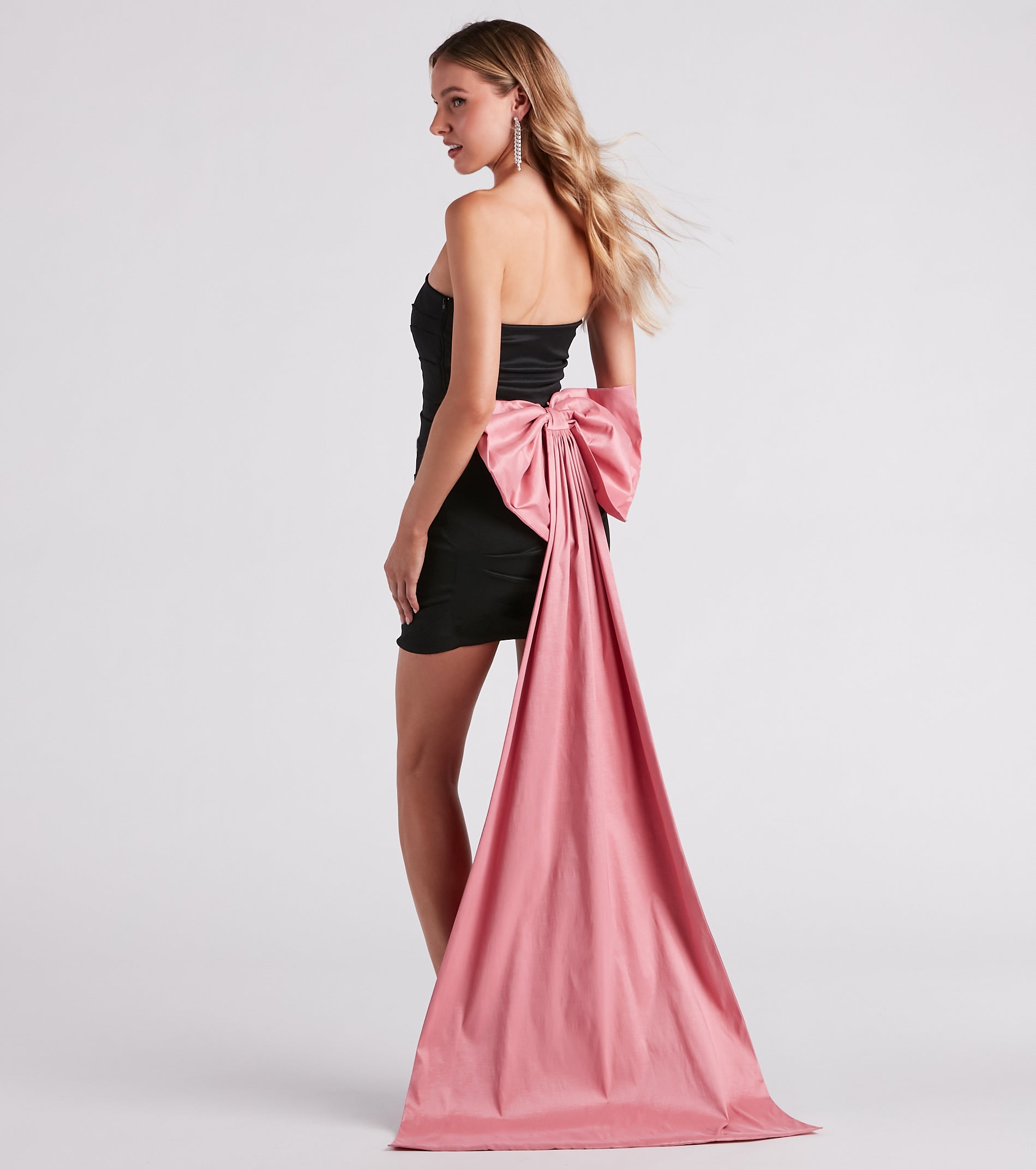 Taffeta Bow Mini Party Dress