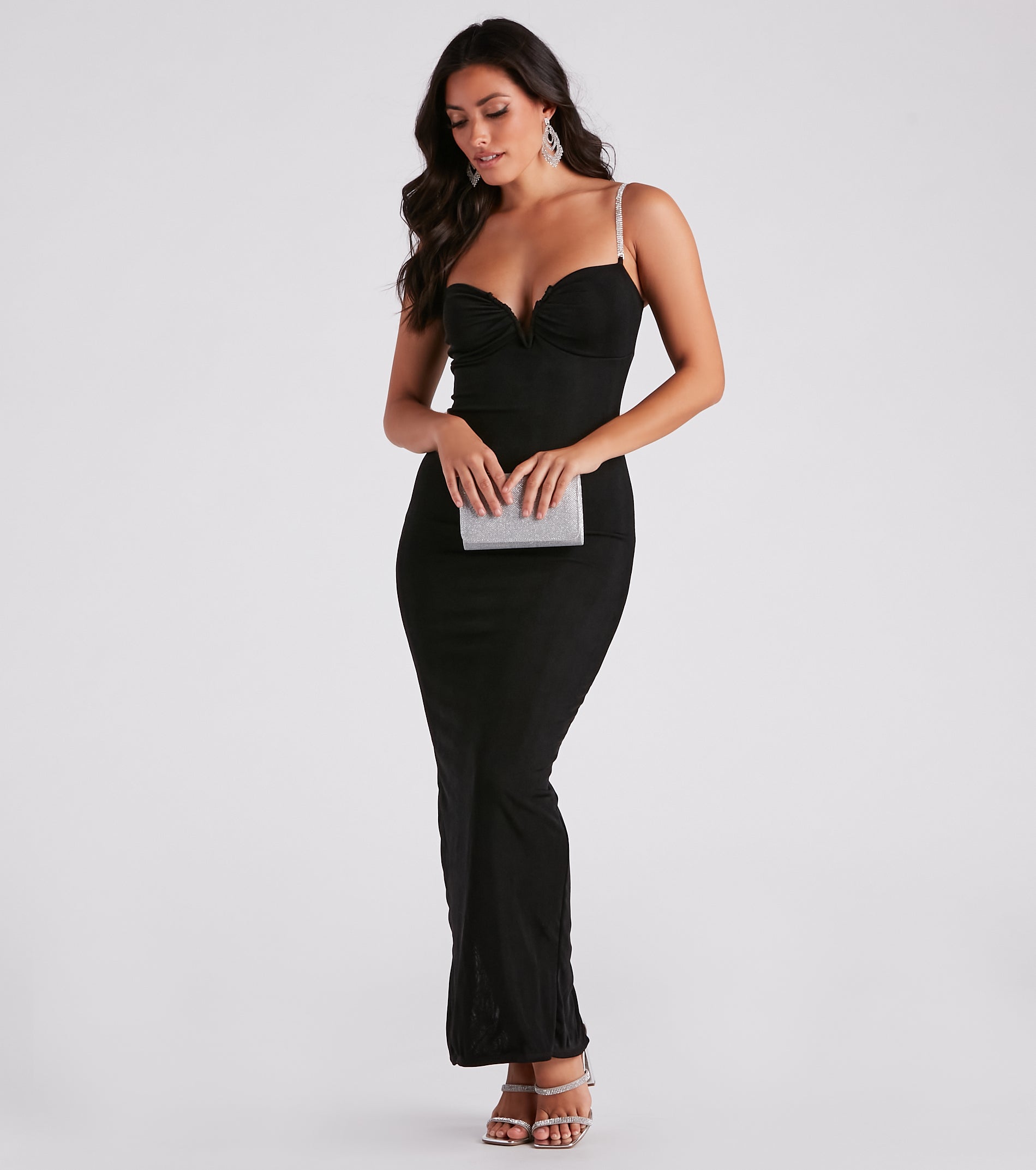 Rhinestone Strap Formal Dress